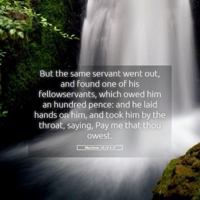 Picture 05 - Matthew 18:28 KJV - But the same servant went out, and found one of - Bible Verse Picture