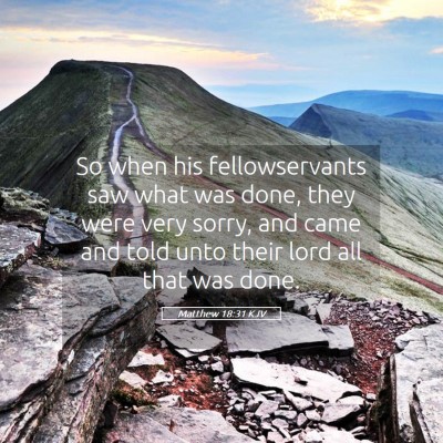 Picture 05 - Matthew 18:31 KJV - So when his fellowservants saw what was done, - Bible Verse Picture