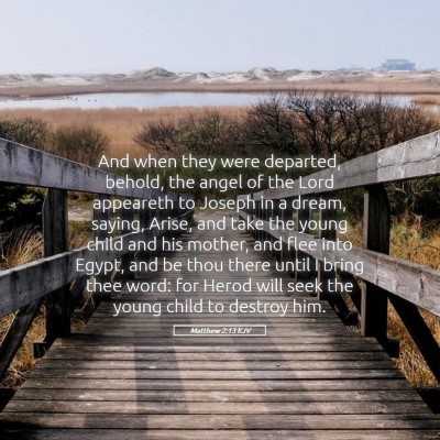 Picture 05 - Matthew 2:13 KJV - And when they were departed, behold, the angel of - Bible Verse Picture