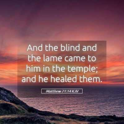 Picture 05 - Matthew 21:14 KJV - And the blind and the lame came to him in the - Bible Verse Picture