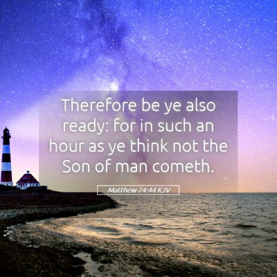 Picture 05 - Matthew 24:44 KJV - Therefore be ye also ready: for in such an hour - Bible Verse Picture