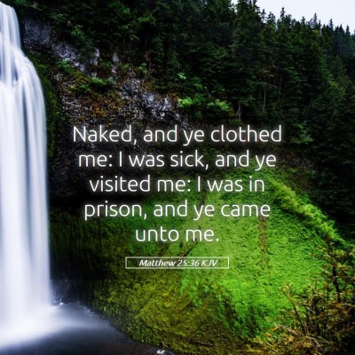 Picture 05 - Matthew 25:36 KJV - Naked, and ye clothed me: I was sick, and ye - Bible Verse Picture