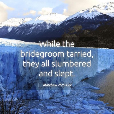 Picture 05 - Matthew 25:5 KJV - While the bridegroom tarried, they all slumbered - Bible Verse Picture