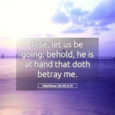 Picture 05 - Matthew 26:46 KJV - Rise, let us be going: behold, he is at hand that - Bible Verse Picture