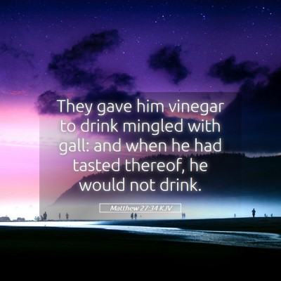 Picture 05 - Matthew 27:34 KJV - They gave him vinegar to drink mingled with gall: - Bible Verse Picture