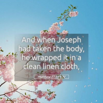 Picture 05 - Matthew 27:59 KJV - And when Joseph had taken the body, he wrapped it - Bible Verse Picture