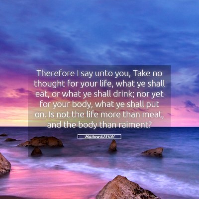Picture 05 - Matthew 6:25 KJV - Therefore I say unto you, Take no thought for - Bible Verse Picture