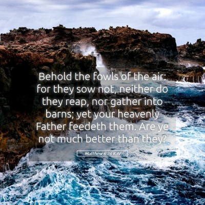 Picture 05 - Matthew 6:26 KJV - Behold the fowls of the air: for they sow not, - Bible Verse Picture