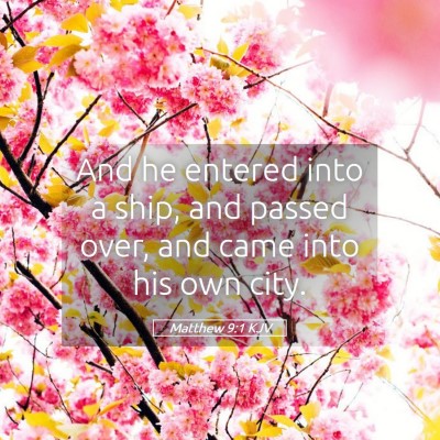 Picture 05 - Matthew 9:1 KJV - And he entered into a ship, and passed over, and - Bible Verse Picture