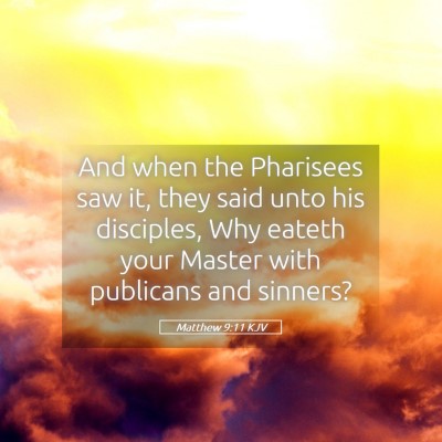 Picture 05 - Matthew 9:11 KJV - And when the Pharisees saw it, they said unto his - Bible Verse Picture