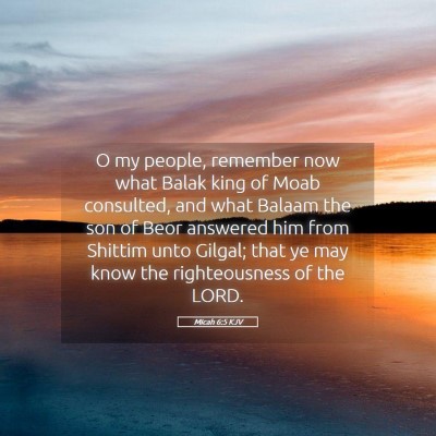 Picture 05 - Micah 6:5 KJV - O my people, remember now what Balak king of Moab - Bible Verse Picture