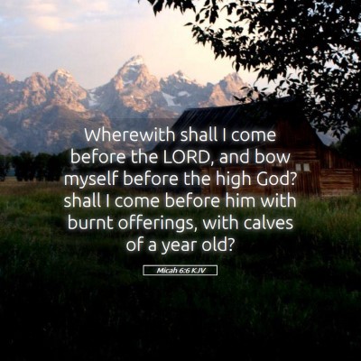 Picture 05 - Micah 6:6 KJV - Wherewith shall I come before the LORD, and bow - Bible Verse Picture