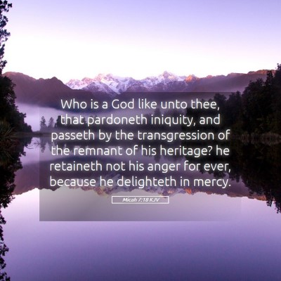 Picture 05 - Micah 7:18 KJV - Who is a God like unto thee, that pardoneth - Bible Verse Picture