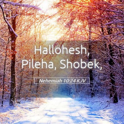 Picture 05 - Nehemiah 10:24 KJV - Hallohesh, Pileha, - Bible Verse Picture