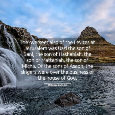 Picture 05 - Nehemiah 11:22 KJV - The overseer also of the Levites at Jerusalem was - Bible Verse Picture