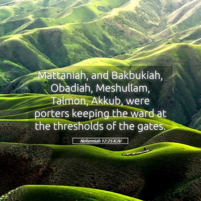 Picture 05 - Nehemiah 12:25 KJV - Mattaniah, and Bakbukiah, Obadiah, Meshullam, - Bible Verse Picture