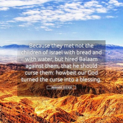 Picture 05 - Nehemiah 13:2 KJV - Because they met not the children of Israel with - Bible Verse Picture