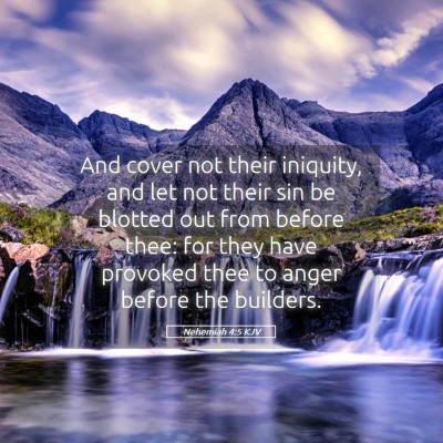Picture 05 - Nehemiah 4:5 KJV - And cover not their iniquity, and let not their - Bible Verse Picture