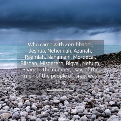 Picture 05 - Nehemiah 7:7 KJV - Who came with Zerubbabel, Jeshua, Nehemiah, - Bible Verse Picture