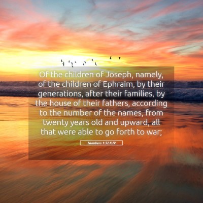 Picture 05 - Numbers 1:32 KJV - Of the children of Joseph, namely, of the - Bible Verse Picture