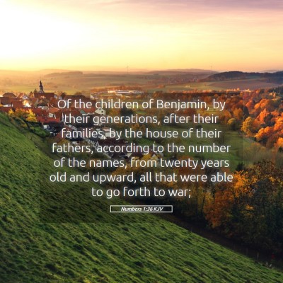Picture 05 - Numbers 1:36 KJV - Of the children of Benjamin, by their - Bible Verse Picture