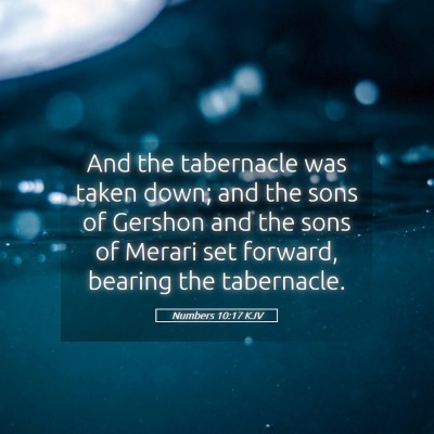 Picture 05 - Numbers 10:17 KJV - And the tabernacle was taken down; and the sons - Bible Verse Picture