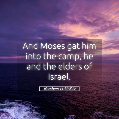 Picture 05 - Numbers 11:30 KJV - And Moses gat him into the camp, he and the - Bible Verse Picture