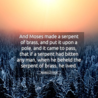 Picture 05 - Numbers 21:9 KJV - And Moses made a serpent of brass, and put it - Bible Verse Picture