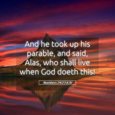 Picture 05 - Numbers 24:23 KJV - And he took up his parable, and said, Alas, who - Bible Verse Picture