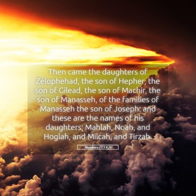 Picture 05 - Numbers 27:1 KJV - Then came the daughters of Zelophehad, the son of - Bible Verse Picture