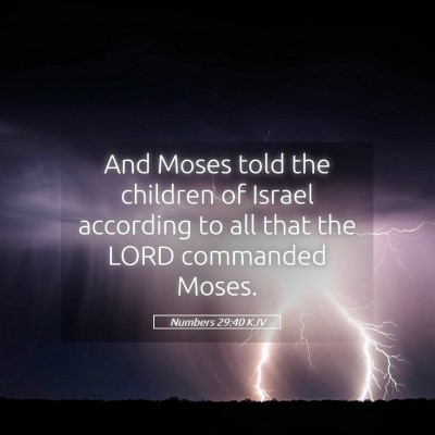 Picture 05 - Numbers 29:40 KJV - And Moses told the children of Israel according - Bible Verse Picture