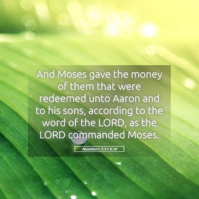 Picture 05 - Numbers 3:51 KJV - And Moses gave the money of them that were - Bible Verse Picture