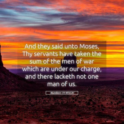 Picture 05 - Numbers 31:49 KJV - And they said unto Moses, Thy servants have taken - Bible Verse Picture