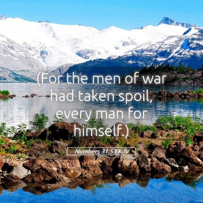 Picture 05 - Numbers 31:53 KJV - (For the men of war had taken spoil, every man - Bible Verse Picture