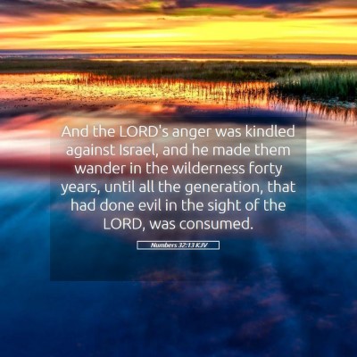 Picture 05 - Numbers 32:13 KJV - And the LORD's anger was kindled against Israel, - Bible Verse Picture