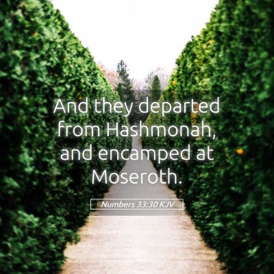 Picture 05 - Numbers 33:30 KJV - And they departed from Hashmonah, and encamped at - Bible Verse Picture