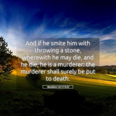 Picture 05 - Numbers 35:17 KJV - And if he smite him with throwing a stone, - Bible Verse Picture