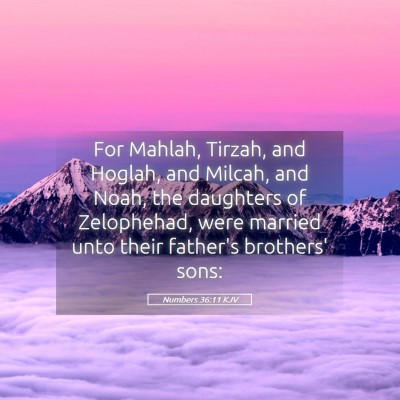 Picture 05 - Numbers 36:11 KJV - For Mahlah, Tirzah, and Hoglah, and Milcah, and - Bible Verse Picture