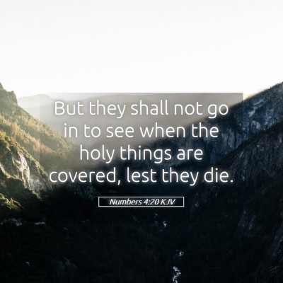 Picture 05 - Numbers 4:20 KJV - But they shall not go in to see when the holy - Bible Verse Picture
