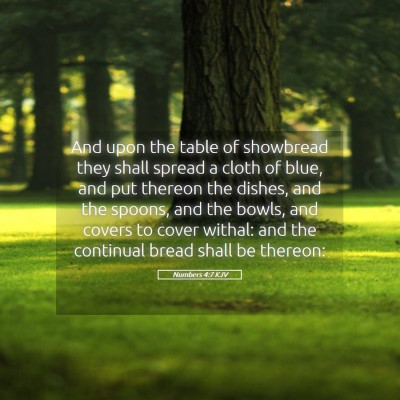 Picture 05 - Numbers 4:7 KJV - And upon the table of showbread they shall spread - Bible Verse Picture