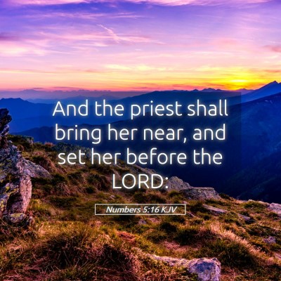 Picture 05 - Numbers 5:16 KJV - And the priest shall bring her near, and set her - Bible Verse Picture