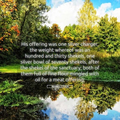 Picture 05 - Numbers 7:25 KJV - His offering was one silver charger, the weight - Bible Verse Picture