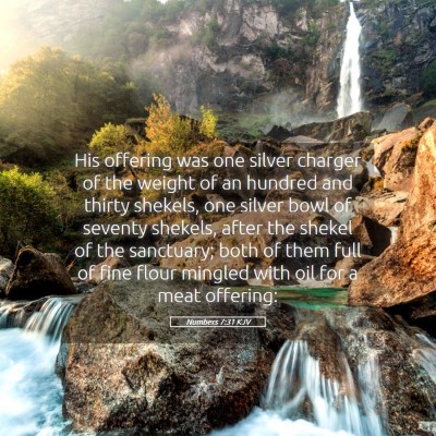 Picture 05 - Numbers 7:31 KJV - His offering was one silver charger of the weight - Bible Verse Picture