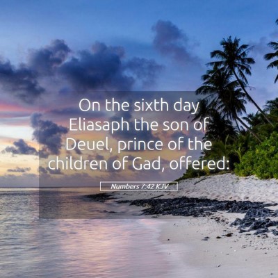 Picture 05 - Numbers 7:42 KJV - On the sixth day Eliasaph the son of Deuel, - Bible Verse Picture