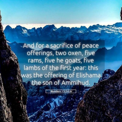 Picture 05 - Numbers 7:53 KJV - And for a sacrifice of peace offerings, two oxen, - Bible Verse Picture