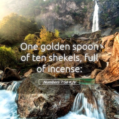 Picture 05 - Numbers 7:56 KJV - One golden spoon of ten shekels, full of - Bible Verse Picture