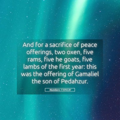 Picture 05 - Numbers 7:59 KJV - And for a sacrifice of peace offerings, two oxen, - Bible Verse Picture