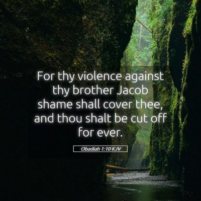 Picture 05 - Obadiah 1:10 KJV - For thy violence against thy brother Jacob shame - Bible Verse Picture