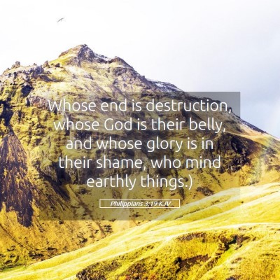 Picture 05 - Philippians 3:19 KJV - Whose end is destruction, whose God is their - Bible Verse Picture