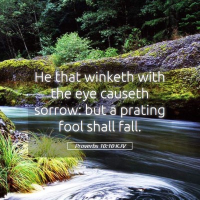 Picture 05 - Proverbs 10:10 KJV - He that winketh with the eye causeth sorrow: but - Bible Verse Picture